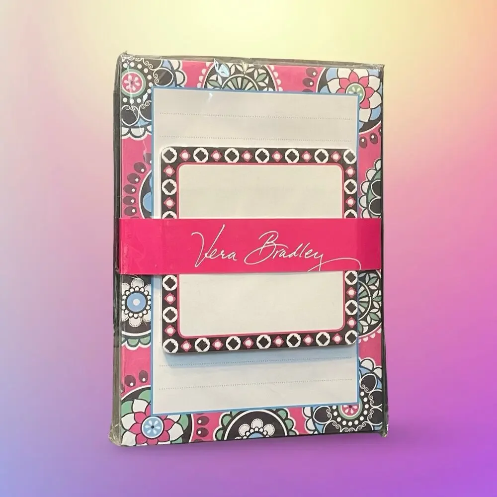 Vera Bradley Note Pad Set Sticky Notes Cupcake Pink Paisley Sealed Retired New
